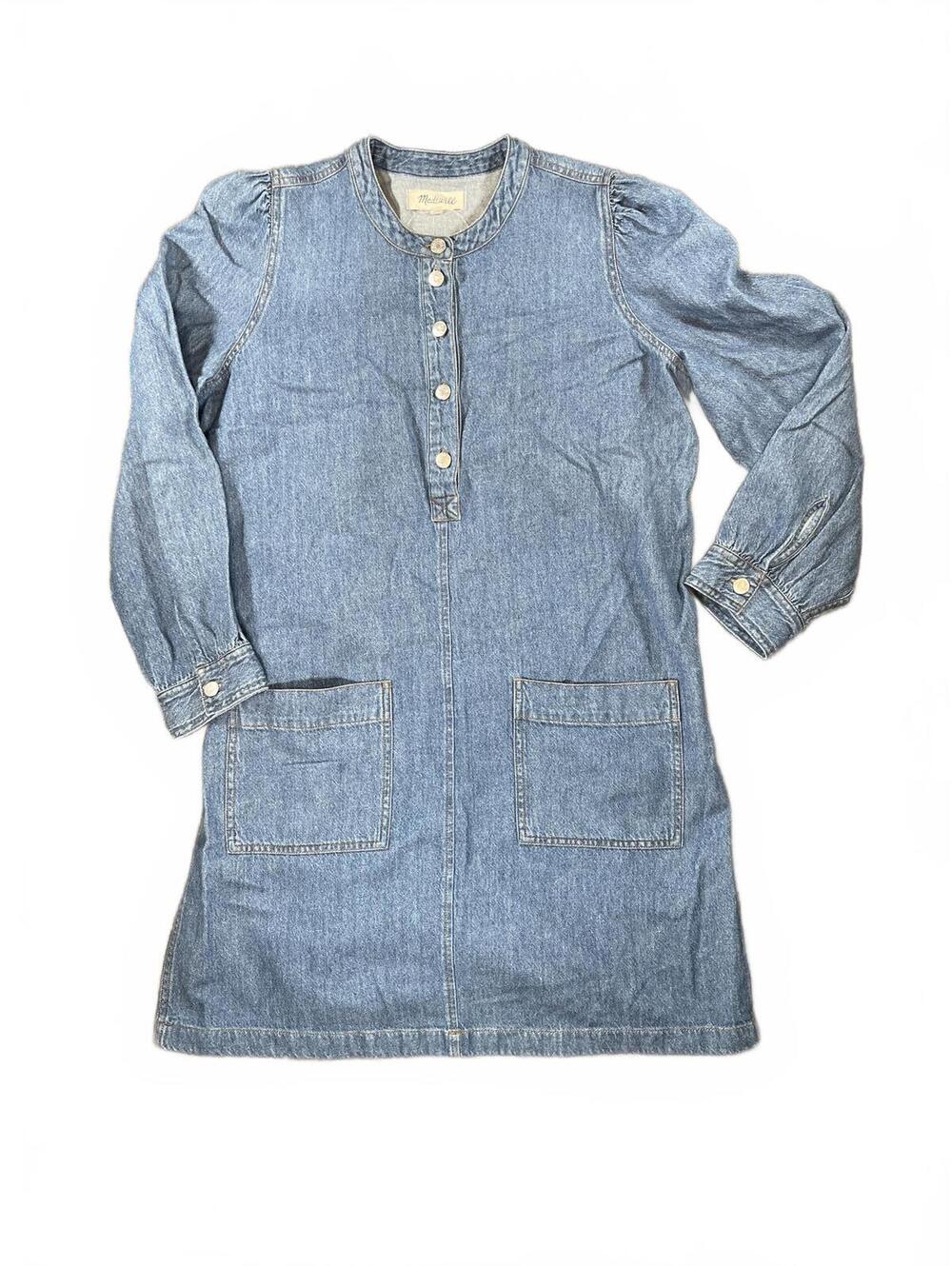 Madewell Linen Blend Denim Patch-Pocket Popover Shirtdress - Medium ($128)